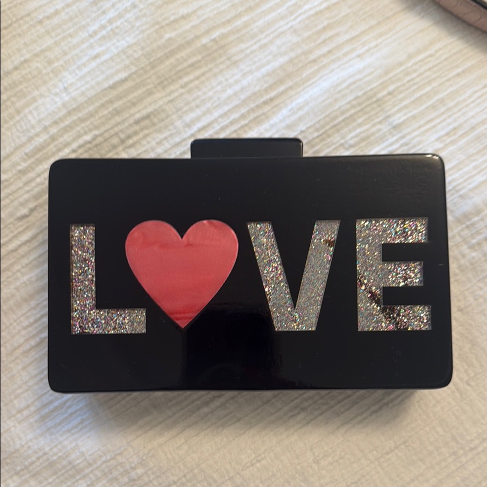 INC Black Clutch with Silver Chain